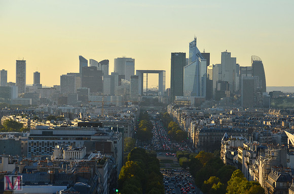 View of Place La Defense and Grande Arch de la Defense