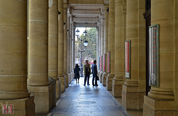 At the entrance to Comedie-Francaise theater